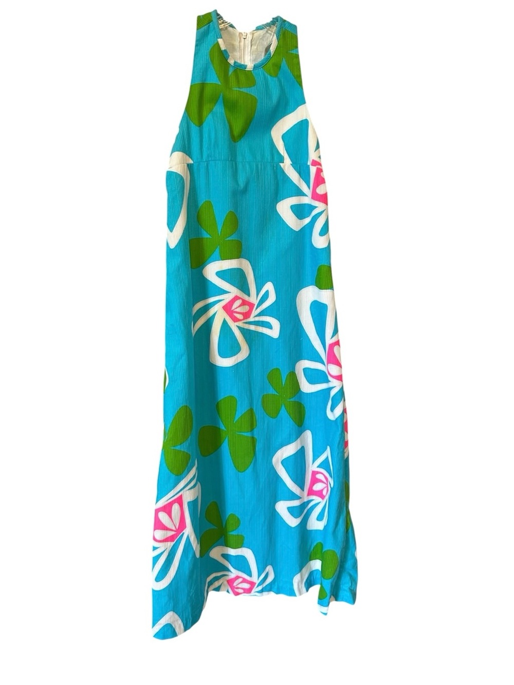 VTG Liberty House Nalii Maxi Halter Dress Sz 10 Floral MCM Multicolor FLAW